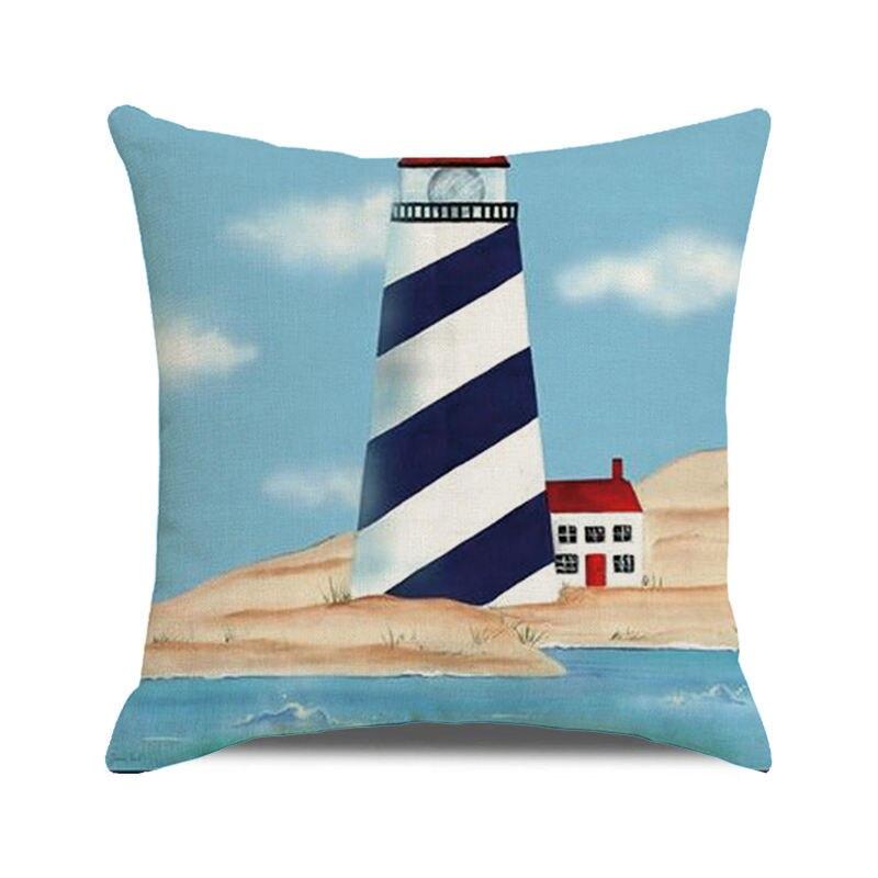 45x45 Cm Starfish Beach Chair Sailboat Slippers Print Pillowcase Upholstery Pillowcase Nautical Style Cushion Cover