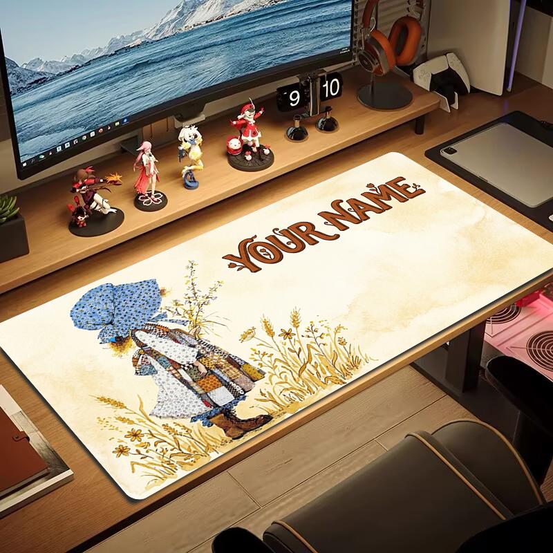 Custom Name Holly Hobbie Mouse Pad Large Gaming Table Cushion Non-slip Laptop Tablet Big Mousepad XXL Mat Mini PC Playmat With Lock edge_XIA