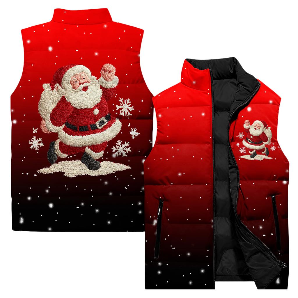 Ladies' Casual And Fashionable Sleeveless Vest Christmas Printed Cotton Jacket