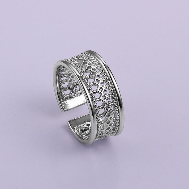 Adjustable Open Ring Women With Delicate Lace Design Minimalist Boho Chic Plated Jewelry
