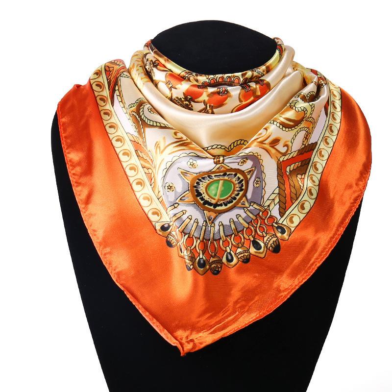New simulated silk scarf, striped women's small square scarf, flight attendant workplace decoration cm spring and summer silk scarf