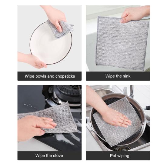 15Pcs Multipurpose Non-Scratch Wire Dishcloth To Reusable Clean Machine Washable Easy Wire Dishwashing Rags