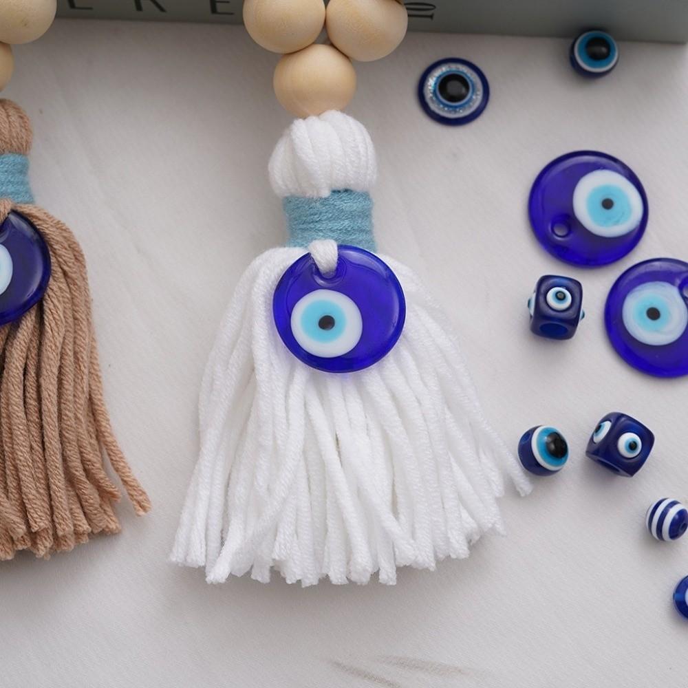 Bohemian Style Wooden Bead Pendant Handmade Rearview Mirror Pendant Retro Tassel Pendant