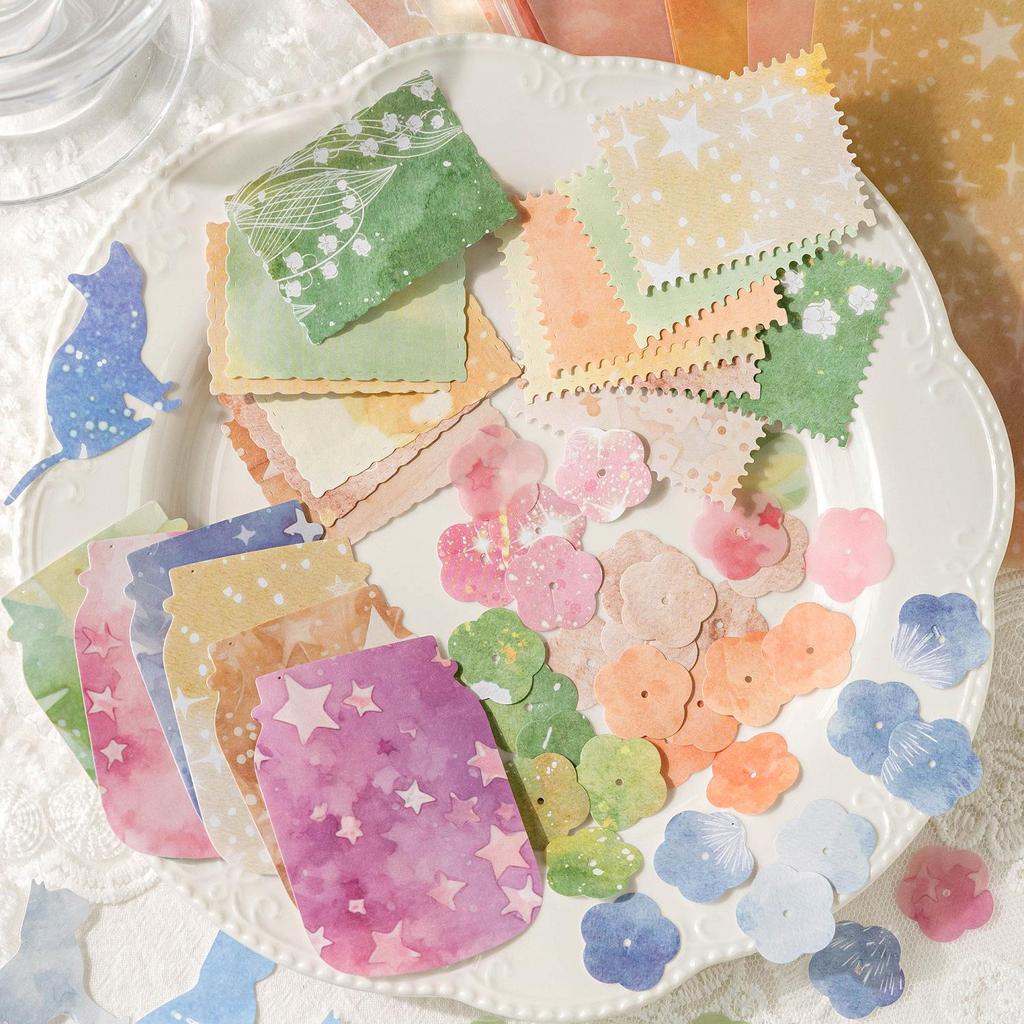 Diário de Aquarela com Vazamento de Cor: Papel Sulfúrico Decorativo para Colagem no Instagram e Base para Notas Adesivas