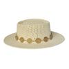 Metal Chain Beach Sun Straw Hats for Women UV Sun Protection Wide Brim Travel Party Hat Hollow Design Boater sombrero de paja