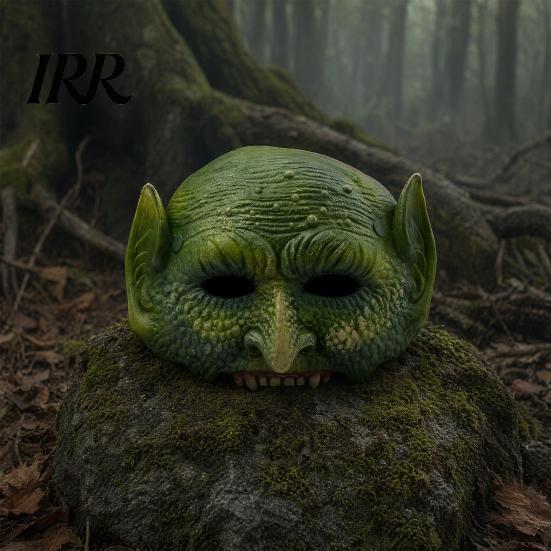 Accessoire de Costume en Matière Douce Masque de Lézard Vert pour Halloween, Masque Semi-Visage Texturé Réaliste, Accessoire de Masque Animal Léger en Mousse PU pour Fête,