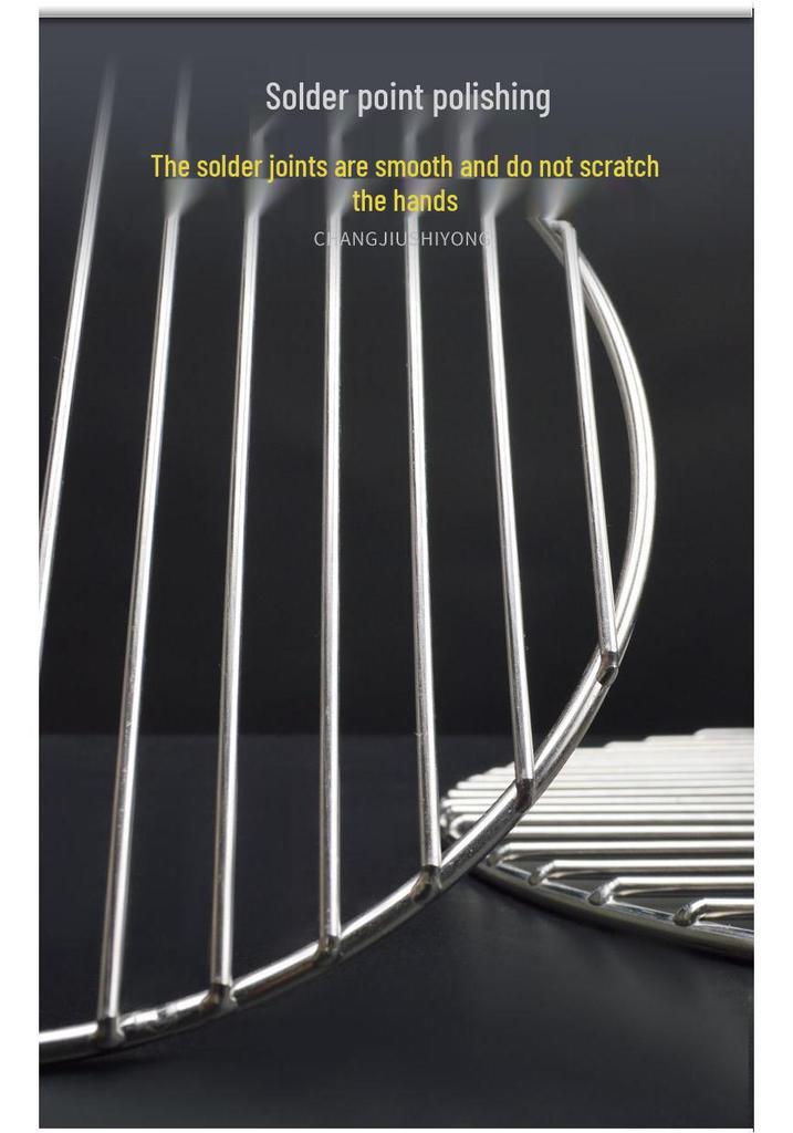 Round Stainless Steel BBQ Grill & Steamer Rack - Non-Stick Meat Presser & Soup Pot Base.