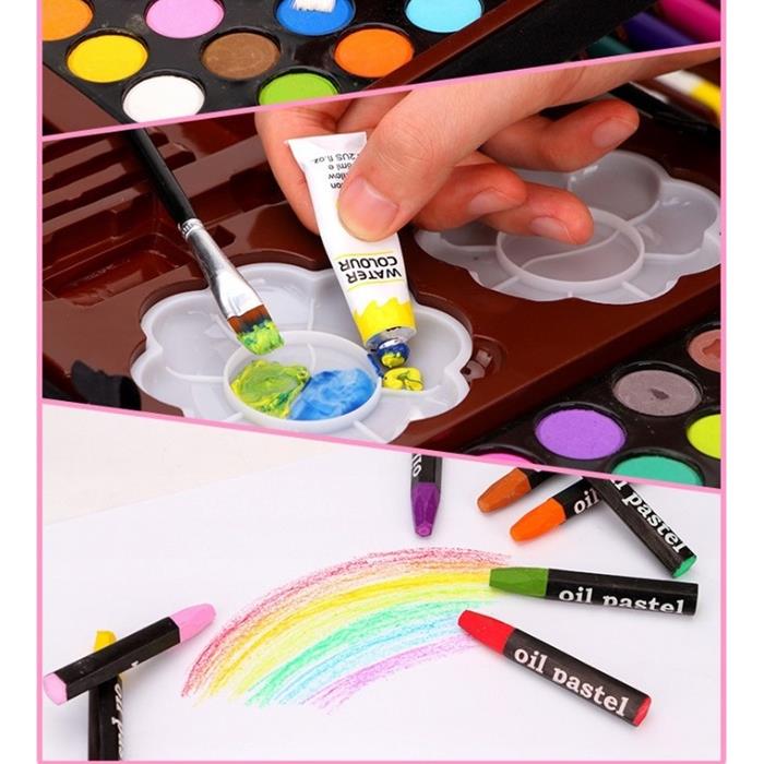 Art Set for Painting, Crayons, Paints, Case, 144 Pieces, Blue
