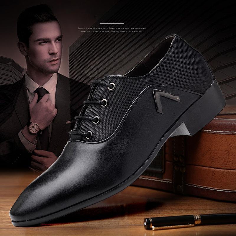 Brand Men's Shoes Business Dress Leather Shoes Fashion Pointed Brethable Male Formal Oxford Wedding Shoes Soft Big Size 38-48