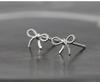 925 Silver Jewelry Women Fashion Cute Tiny Clear Bowknot Stud Earrings Gift for Girls Teens Lady