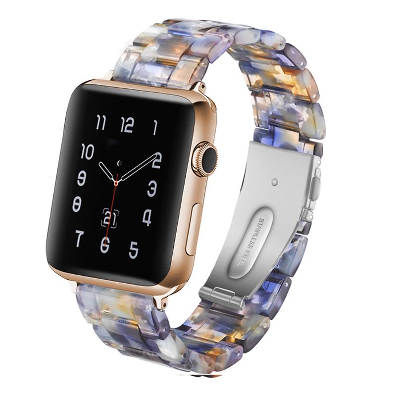 Resin Strap for Apple Watch Band 44mm 40mm 42mm 40mm Accessoreis Luxury Watchband Belt Bracelet iWatch Series 3 4 5 Se 6 Band
