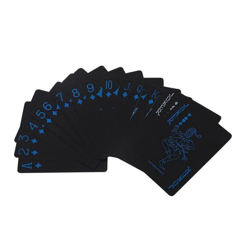Black Gold Playing Card Poker Game Deck Blue Red Poker Suit Plastic Magic Waterproof Deck Of Card Gift Collection