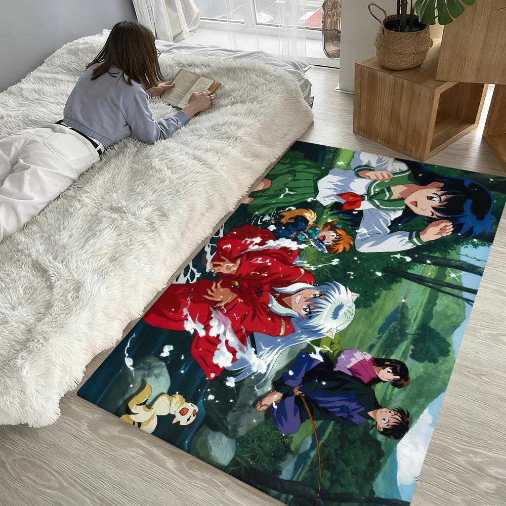 Anime I-Inuyasha Floor Mat Soft Thickened Absorbent Non-Slip Bedroom Living Room Door Mat Home Decor Flannel Rugs