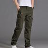 Men Cargo Pants Solid Color Loose Multi Pockets Soft Breathable Mid Waist Straight Casual Streetwear Casual Daily Long Trousers