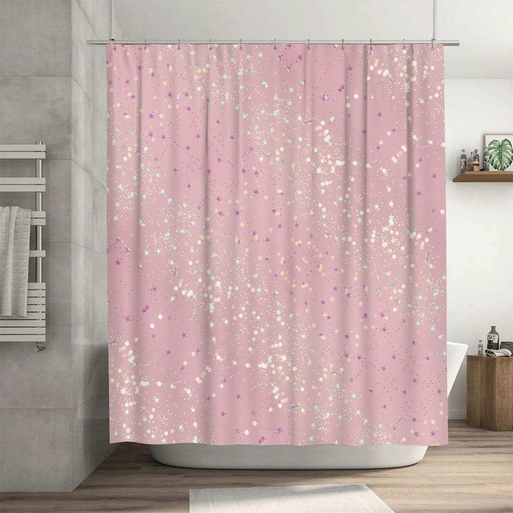 Sparkling Stars Shower Curtain Pink Pastel Decor For Bathroom