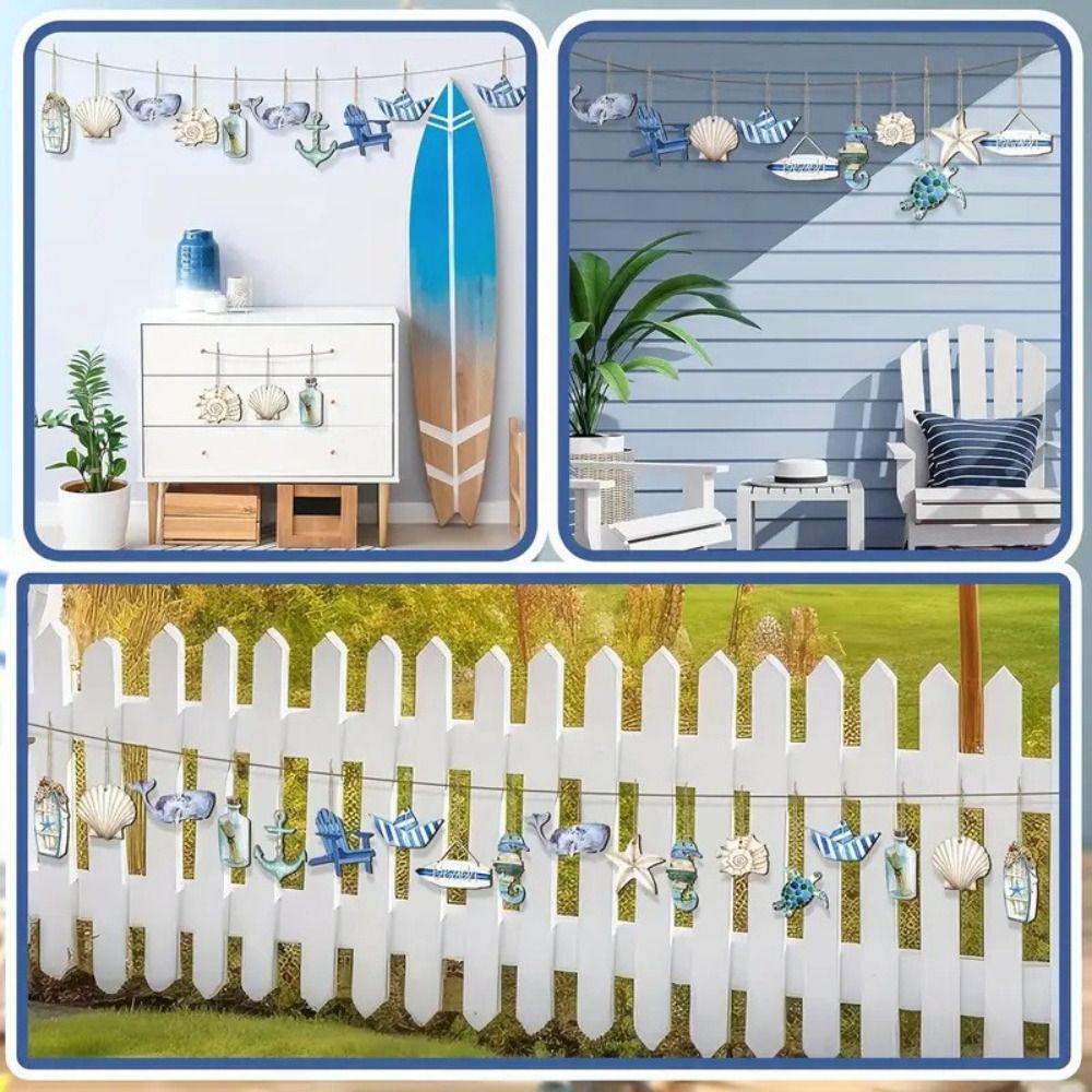 24pcs Cartoon Summer Navigation Pendant Ocean Themed Signs Ornament  Hawaiian Outdoor