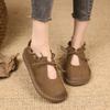 Spring Summer Female Soft Original Flats Shoes Women Lace Up Genuine Leather Comfort Luxury Elegant Shoes for Ladies Zapatos
