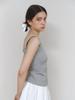 CLUNY Cotton Ribbed Square Neck Sleeveless Top - Gray