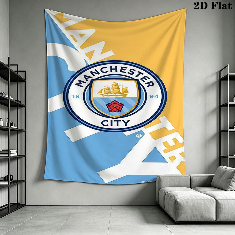 MCFC logo Wall Hanging Printed Fabric Blanket Decorative Tapestries for Bedroom Living Room Home Decor
