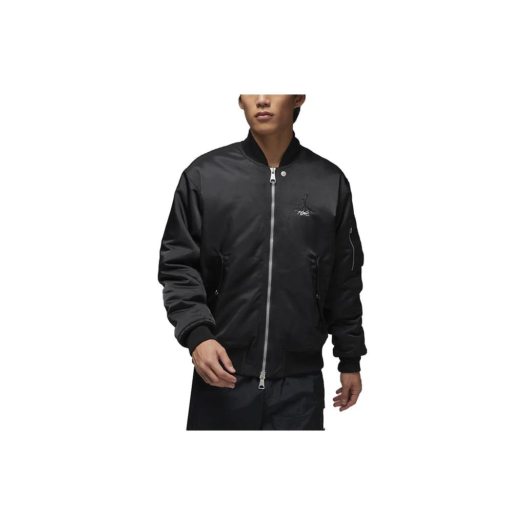 Jordan Essentials Alphabet Logo Embroidered Long Sleeve Jacket Men Outerwear Black DV7613-010