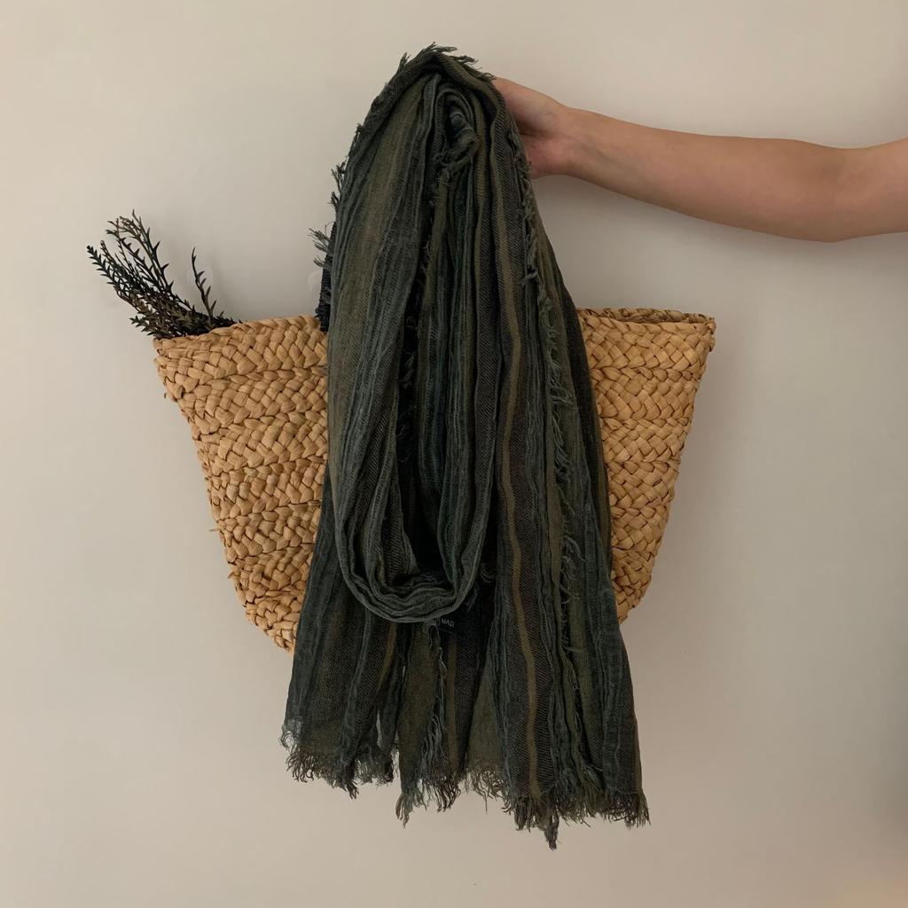 Cotton Linen Tie-dye Striped Men's Scarf Autumn Winter Warm Men Scarves Tassel Long Shawl Male Accessories Bufanda Wraps