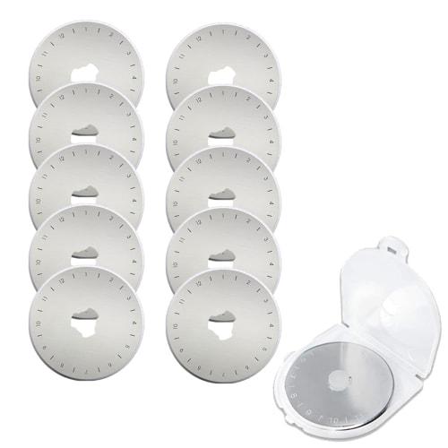 

LOYELEY Rotary Cutter Replacement Blades, 28mm Diameter Circular Blades with Graduations, Set of 10, Circle Cutter Blades, Perforation Blades for Craf