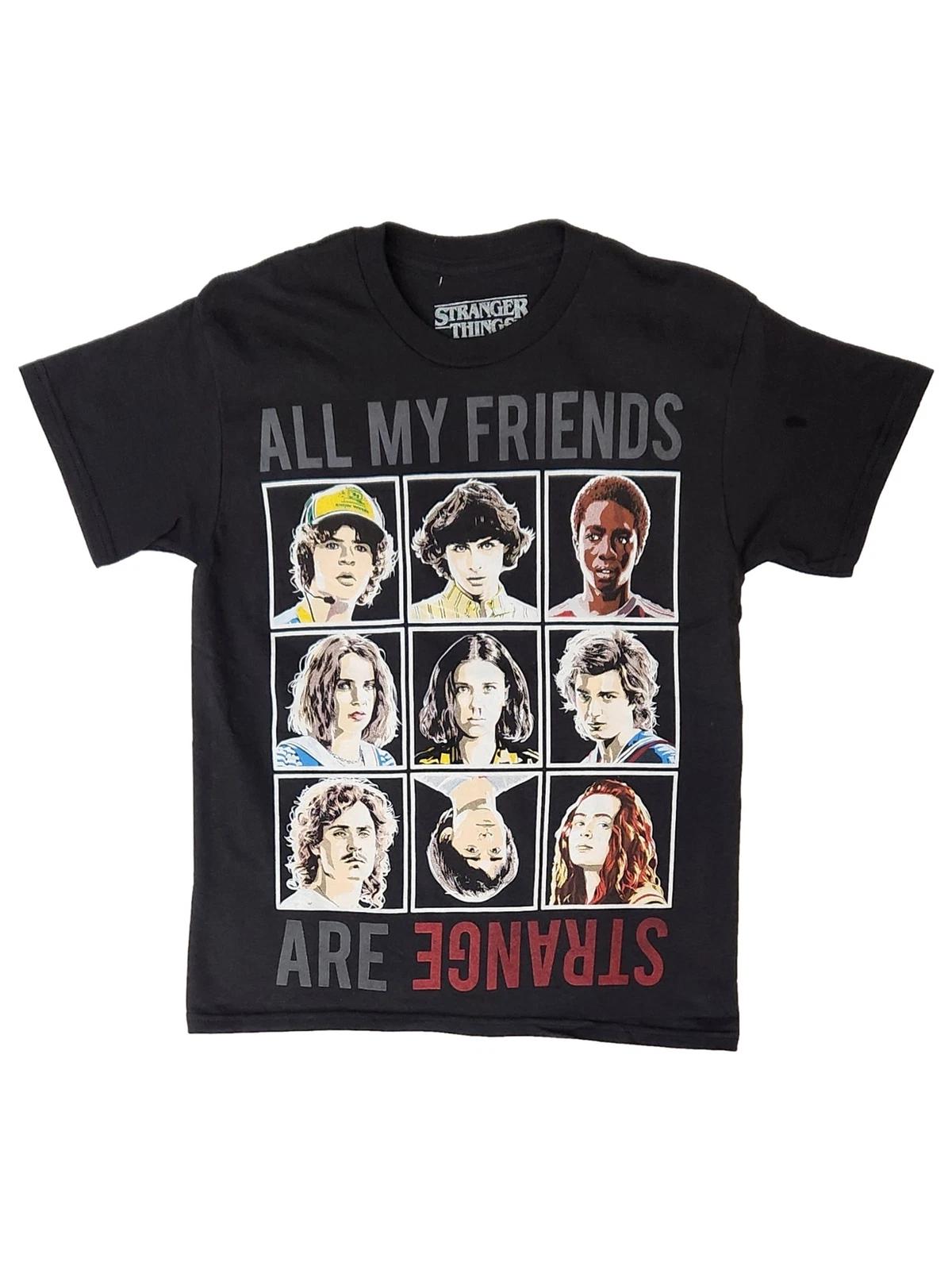 Boys Black All My Friends Are Strange Stranger Things Tee Shirt T-Shirt Med 8 XL