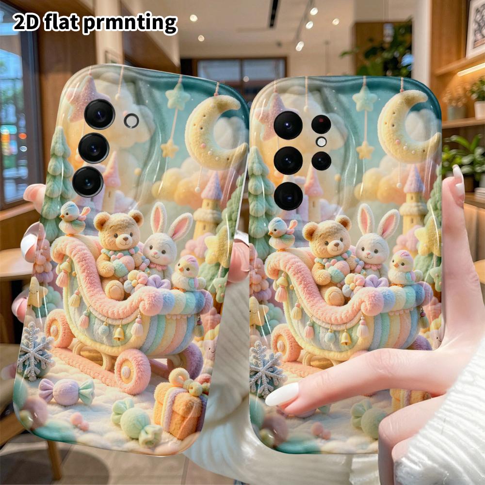 Phone Case: 2D Flat, Fits Samsung Galaxy A34 A35 M05 M06 S20 S22 S21 FE Plus 5G Protective Case, Dreamy Sleigh, Perfect Christmas and Halloween Holida