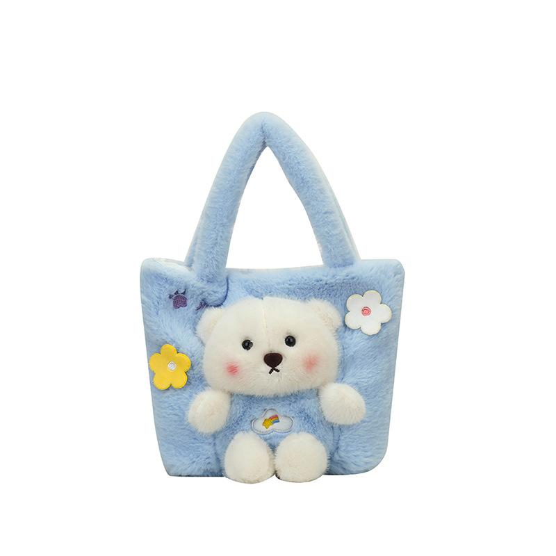 Fresh and Cute Three-dimensional Bear Mao Mao Hand Bag Girl Heart Student Going Out Large Capacity Shoulder Storage Bag