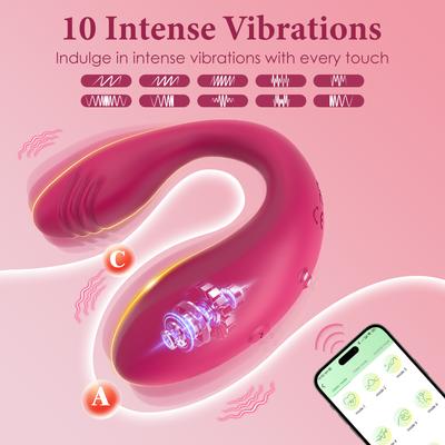 Bezdrátový vibrátor s ovládáním přes aplikaci pro ženy, duální motor, tvar U, stimulátor klitorisu, dildo, nositelné sexuální hračky pro ženy, pár, dospělé 18+