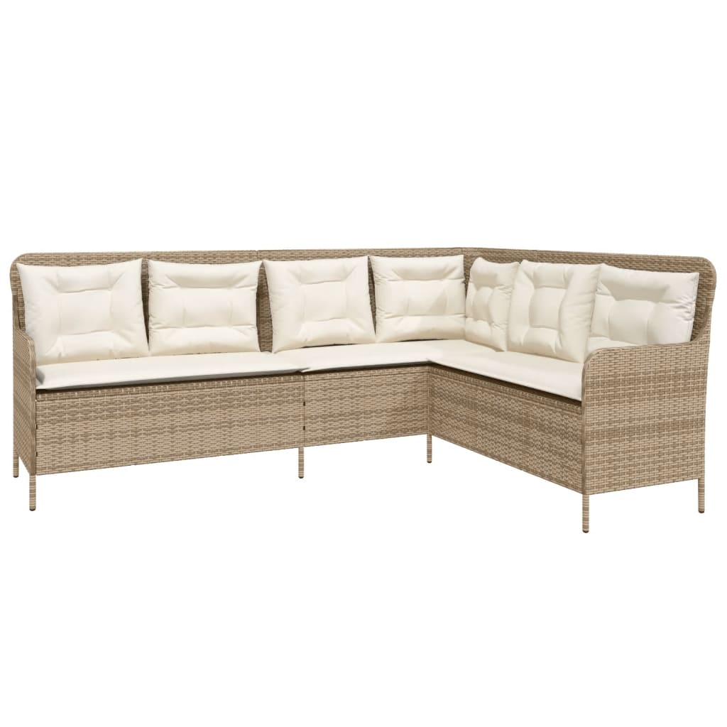 2 Piece Garden Sofa Set with Cushions Beige Poly Rattan