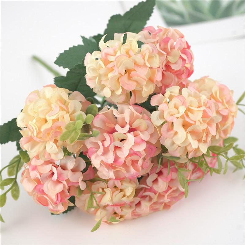 15 flower head artificial flower silk hydrangea white wedding small bouquet fake flower party DIY decoration