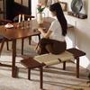 Vintage Solid Wood Bench, Entryway Storage Shoe Stool, Stylish Bed End Seat, Living Dining Rope Woven Long Seating
