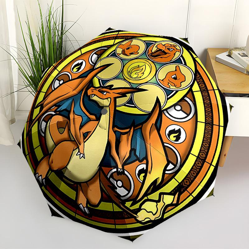 

1pc Pokemon Charizard Automatic Folding Umbrella - Compact 8-Rib Design, Durable Plastic & Iron, Lightweight for Outdoor Daily Use, a0929166