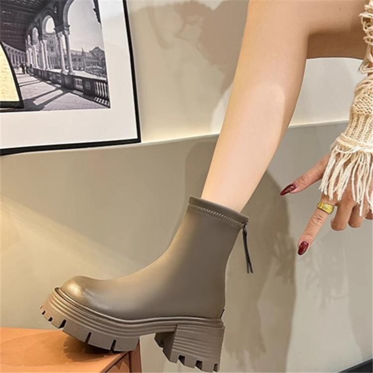 2025 new high-value small boots show height and thinness autumn and winter thin boots high-heeled Martin boots heightening short boots