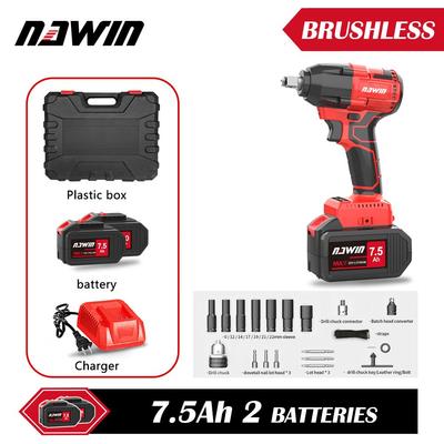 NAWIN 380NM Wrench Electric Impact Wrench 21V Brushless Wrench Socket Lithium Battery Installation Power Tools