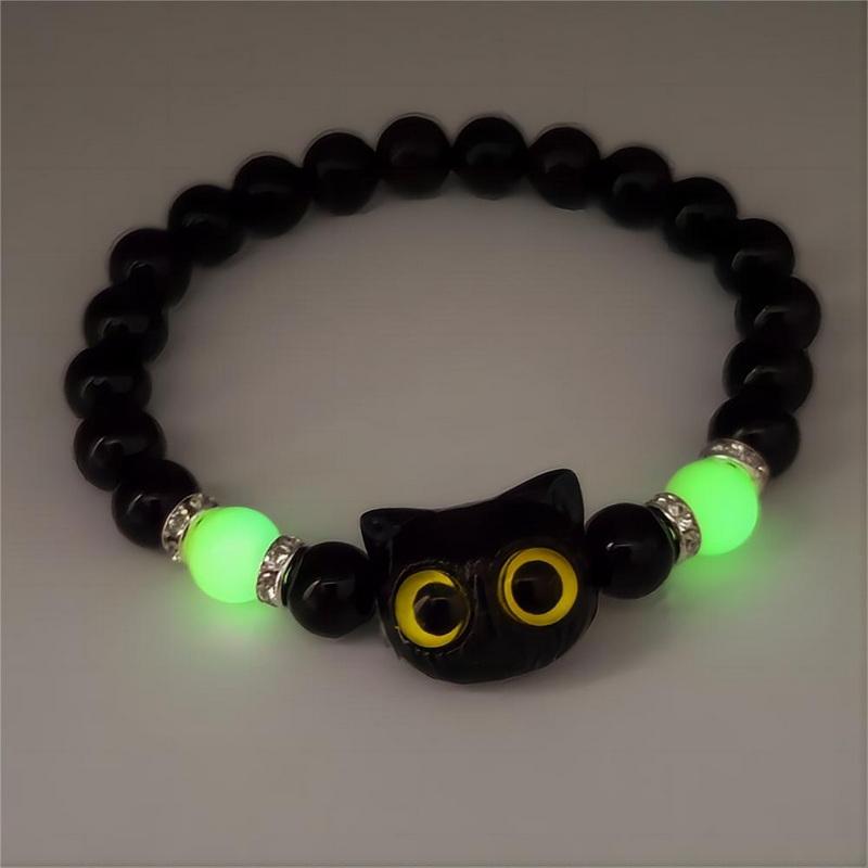 Neues Design Cartoon Große Augen Katze Leuchtendes Halsketten für Frauen Trendige Cartoon Schwarze Katze Anhänger Halskette Freundschaft Schmuck Geschenke