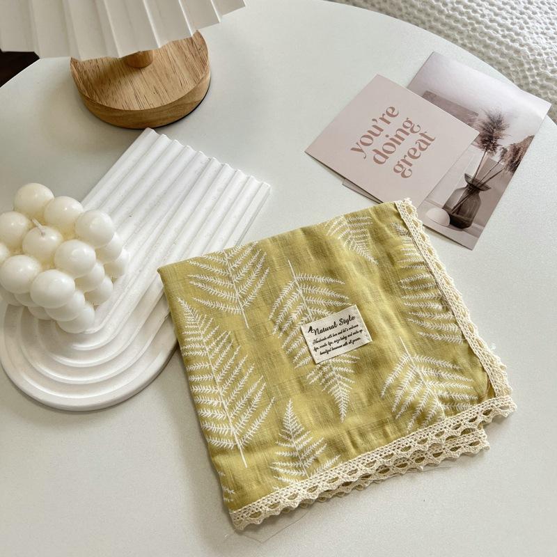 60CM Floral Small Square Scarf Women's Korean-Style Artistic Small Scarf Decorative Cotton Scarf Hair Band Square Hijab