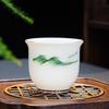 Sheep Fat Jade Ceramic Rose Tea Tasting Teacup, Personal Use Gongfu Set 