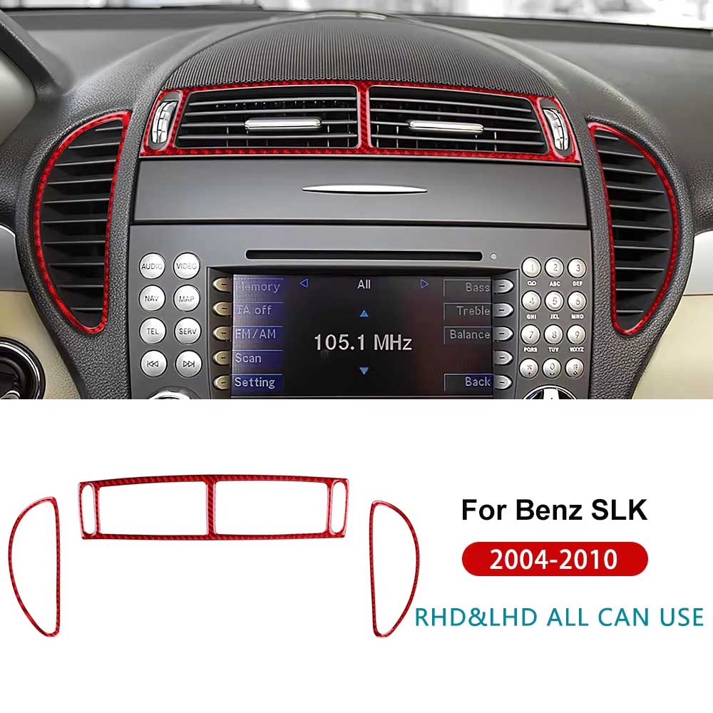 Voor Mercedes Benz SLK R171 2004 2005 2006 2007 2008 2009 2010 Centrale Luchtuitlaat Accessoires Echte Zachte Koolstofvezel Siersticker