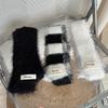 Falling Pool Knitwear Black & White Fluffy Narrow Stripe Scarf – Versatile Y2K Style for Women