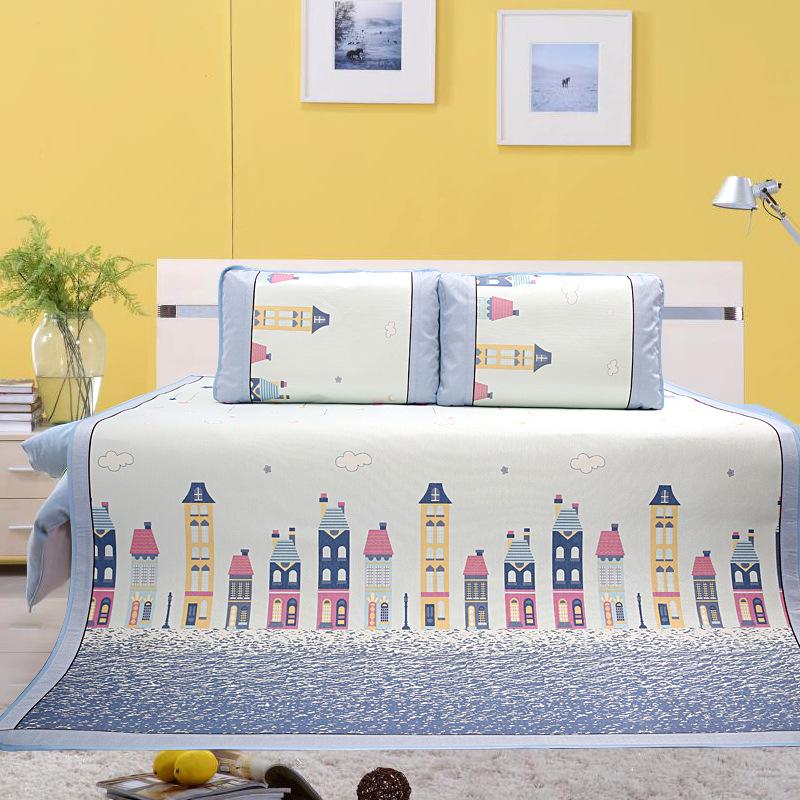 2026 Cooling Rattan Ice Silk Mat Set for Double Bed - Foldable 3-Piece Summer Air Conditioning Mat