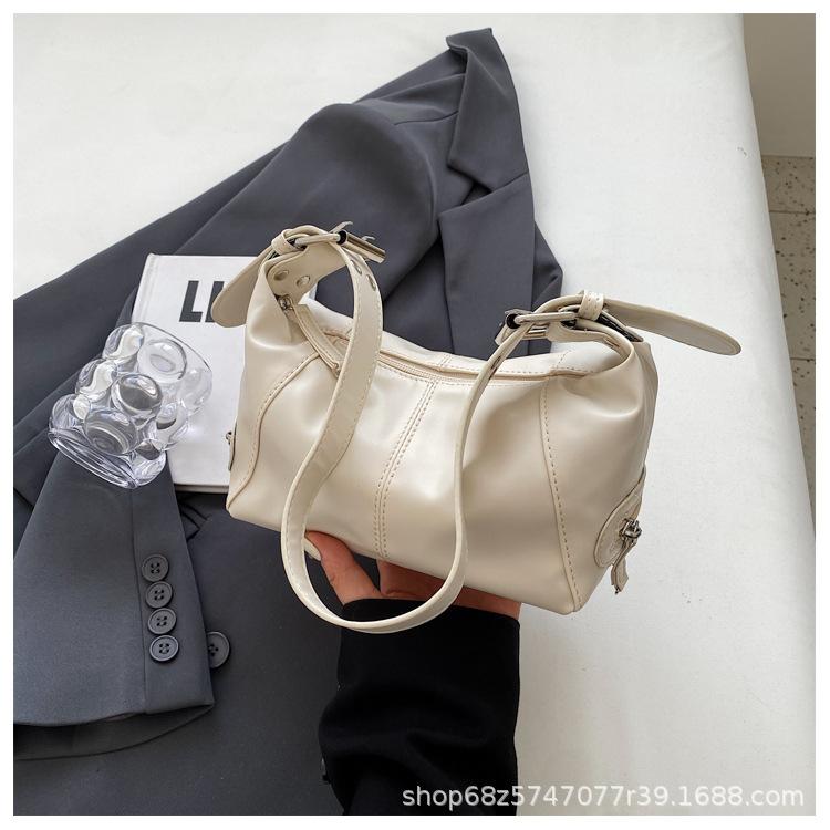 

2025 New Bag High-end Commuter Armpit Bag Adjustable Broadband Retro Solid Color One Shoulder Handheld Small Square Bag бежевый