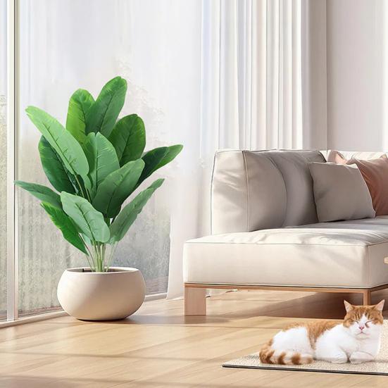 Flori Artificiale Plante Copac Frunze Mari Aspect Realist Textură Fină