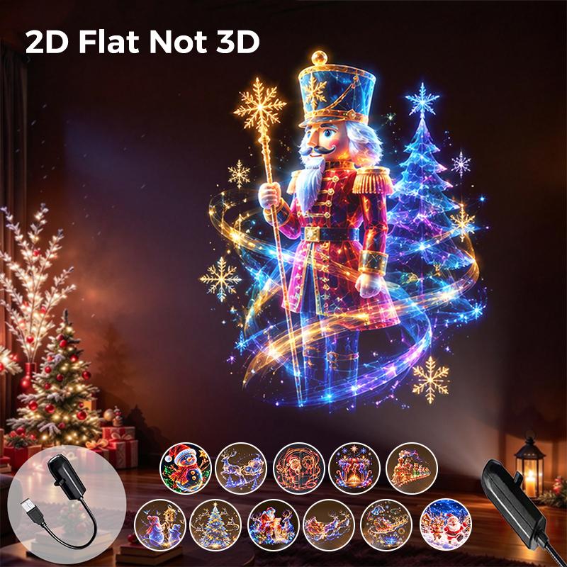 Usb Christmas Projector Light 12 Patterns Xmas Projection Lamp Flexible Gooseneck For Home Party Bedroom Decor Ambience Lighting