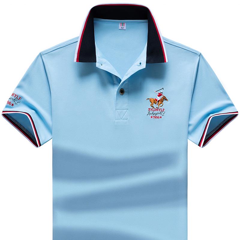 Embroidered Polo Shirt Casual Stand Collar Cotton Short Sleeve Male T -Shirts Breathable Fitness For Men Polos Shirt