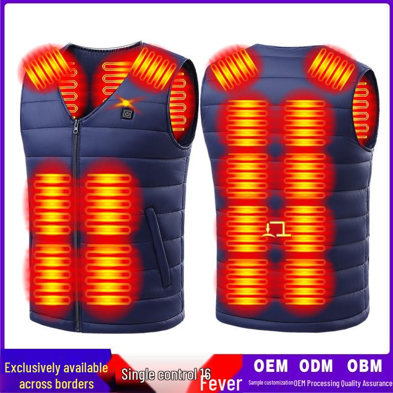 Men's USB Heated V-Neck Cotton Thermal Vest with Smart Temperature Control.