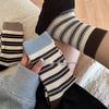 Korean Striped Color Block Mid-Calf Socks for Women - Autumn/Winter Cotton Versatile Xiaohongshu Style.