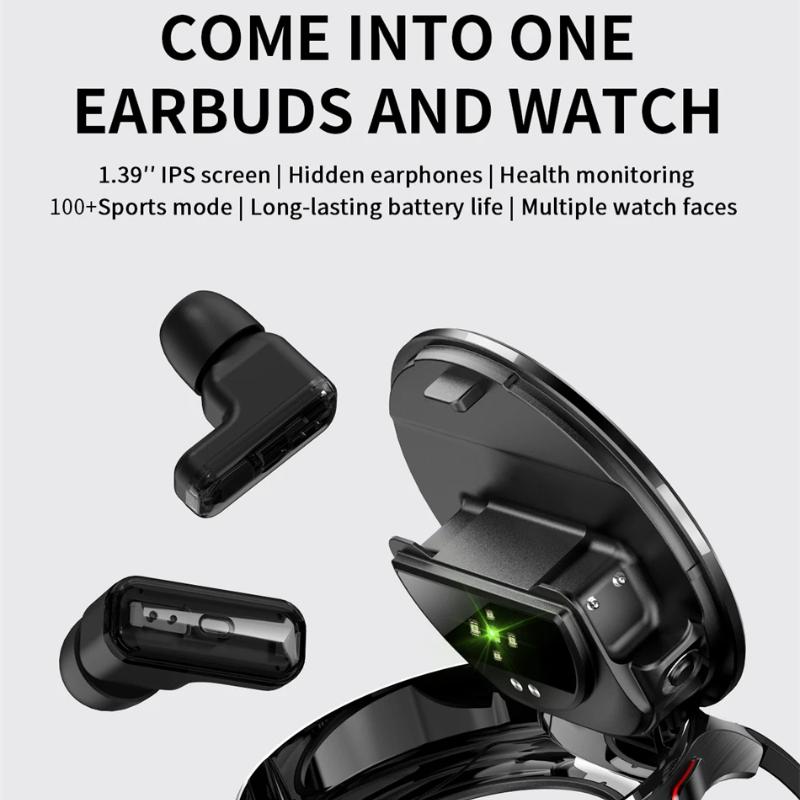 Smart Watch with Earbuds 1.39 Inch Fitness Watch 2 In 1 Calories Sleep Monitor Heart Rate Blood Pressure Monitor Bluetooth Watch