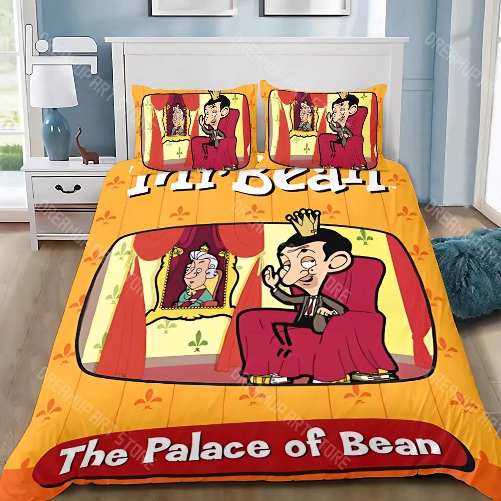 Juego de ropa de cama con funda nórdica y funda de almohada de dibujos animados para adultos, niño, Sr. B-Bean, niña, decoración de dormitorio, regalo para niños, individual, doble, tamaño grande.
